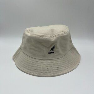 Kangol Washed Bucket Hat Cotton Flat-topped Beige M
